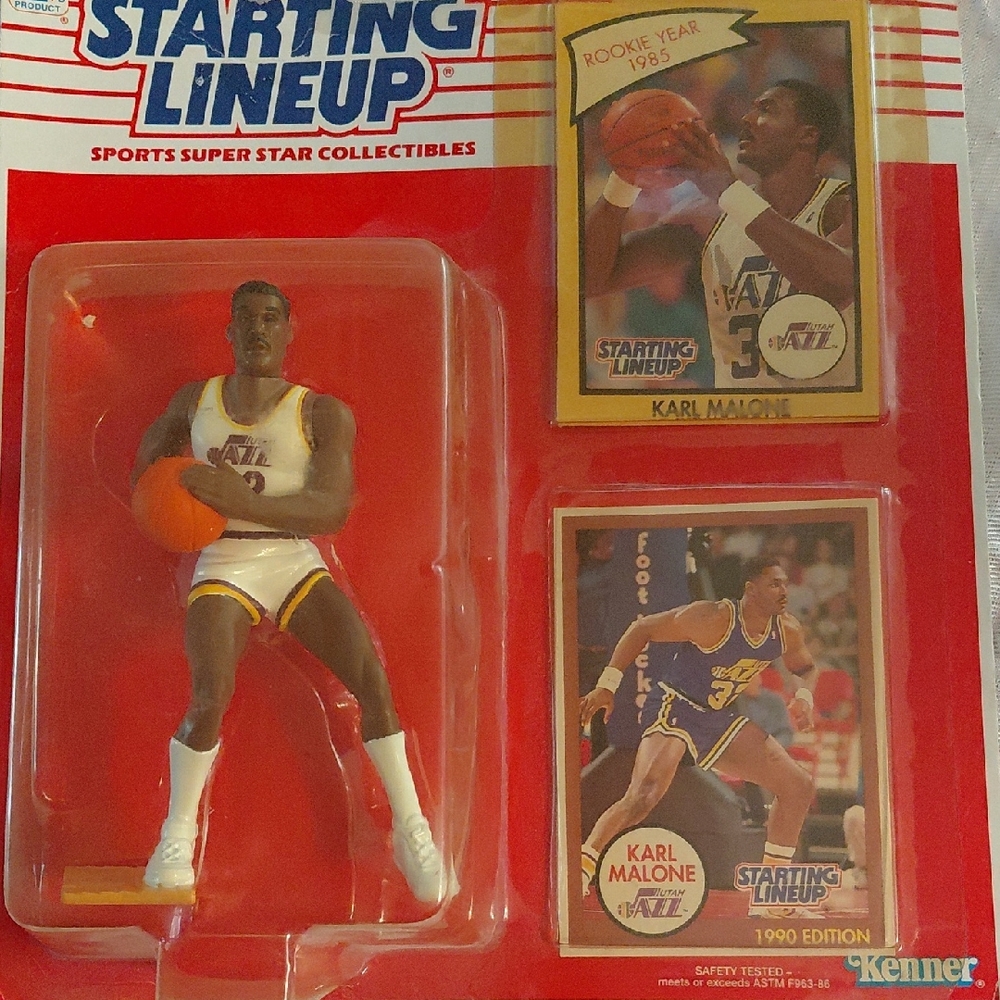 Kenner Starting Lineup Karl Malone Figure - White and Yellow